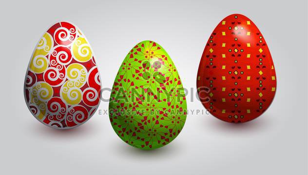 vector illustration of painted easter eggs on white background - Free vector #127809