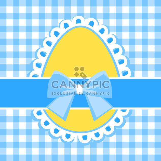 holiday background with yellow easter egg and blue bow - vector gratuit #127819 