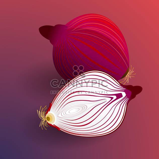 colorful illustration of sliced onions on red background - vector #127899 gratis