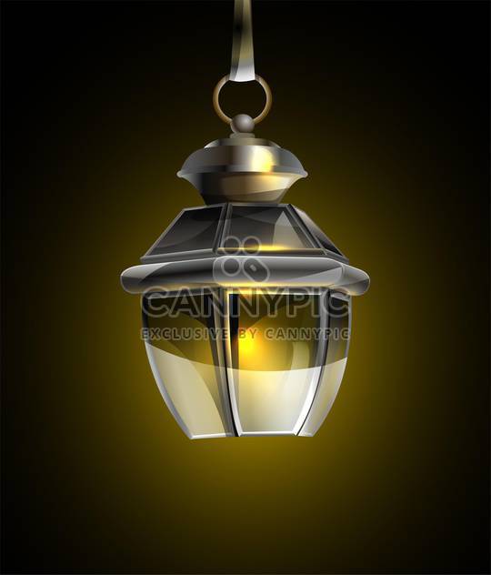vector illustration of old lamp on black background - Free vector #127929