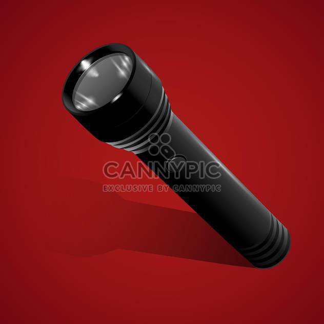 vector illustration of black flashlight on red background - Free vector #127989