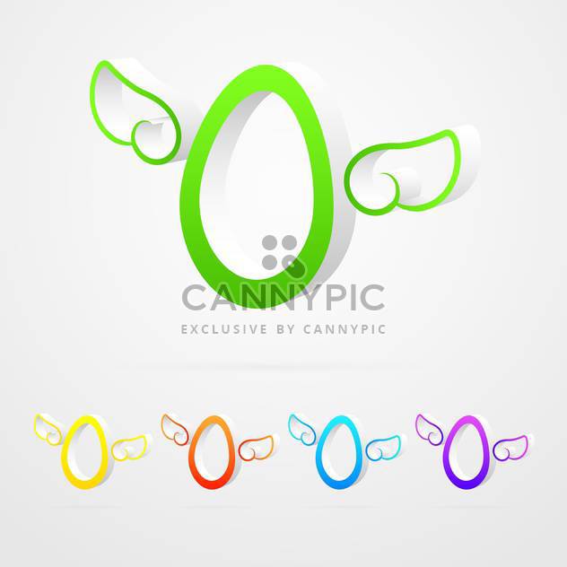 vector icons of eggs with wings on white background - vector gratuit #128049 