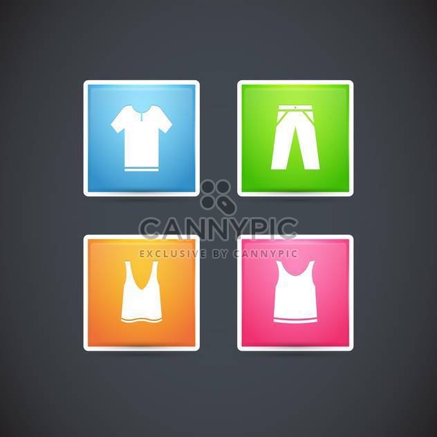 Vector set with clothes colorful icons, on black background - Free vector #128159