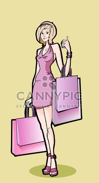 Vector illustration of beautiful woman with shopping bags - Free vector #128669
