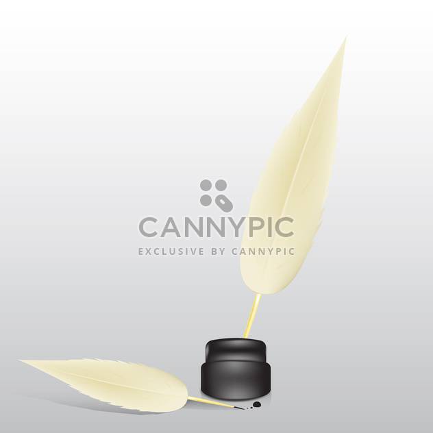 Vector illustration of feather and ink bottle - Free vector #128749