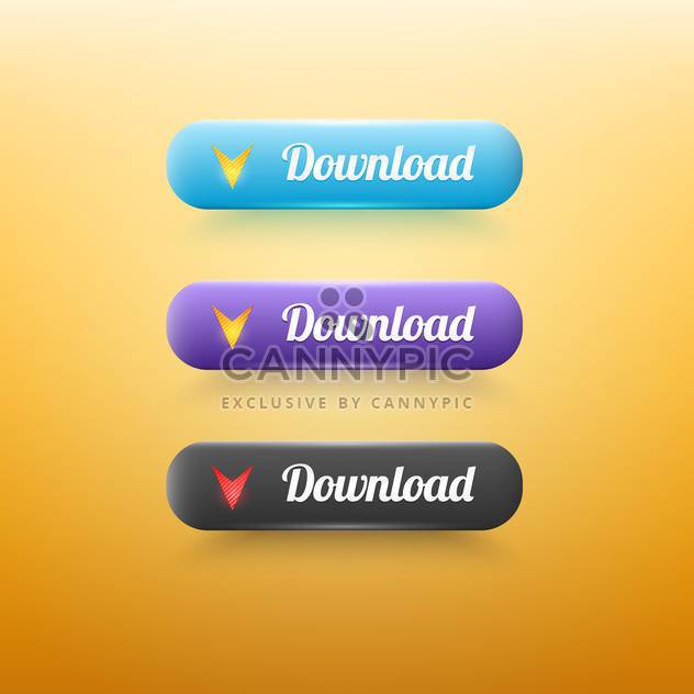 Vector set set of colorful download buttons on yellow background - vector #128799 gratis