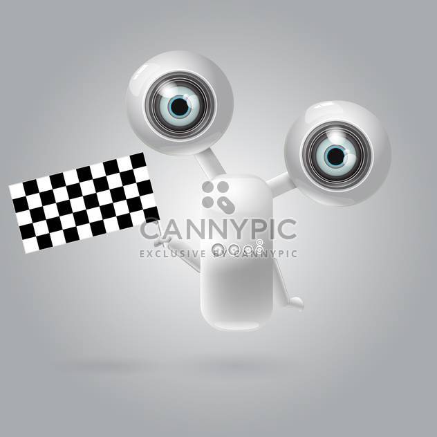 Cute robot with racing flag vector illustration - Free vector #128809