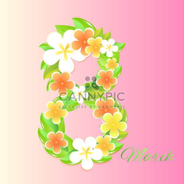 women's day greeting card with flowers - vector gratuit #128969 