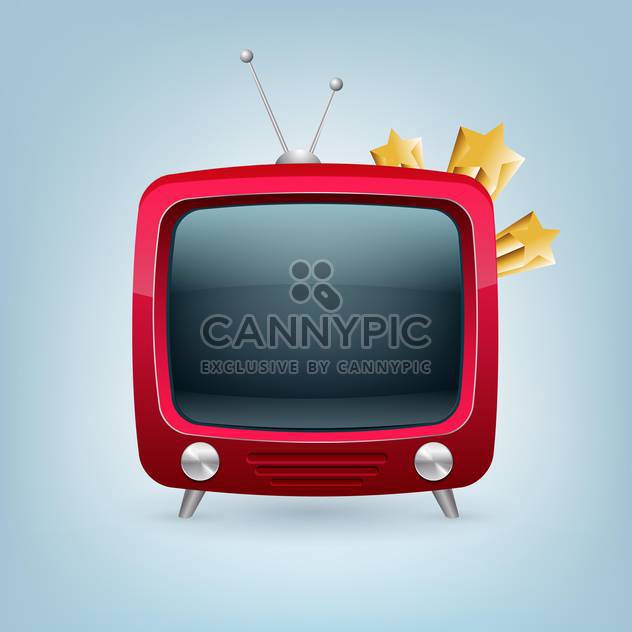 Vector red retro tv set on blue background - Free vector #129179