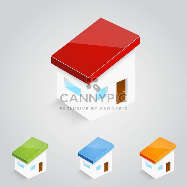 Vector set of colorful houses icons - vector gratuit #129289 