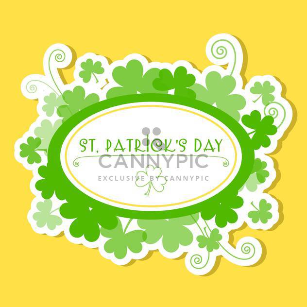 Vector yellow St Patricks day greeting card with frame and clover leaves - бесплатный vector #129429