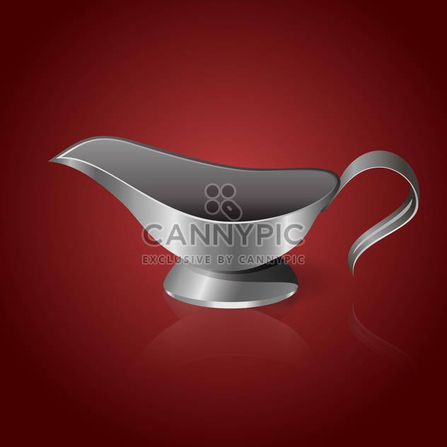 Vector illustration of silver sauce-boat on red background - Free vector #129519