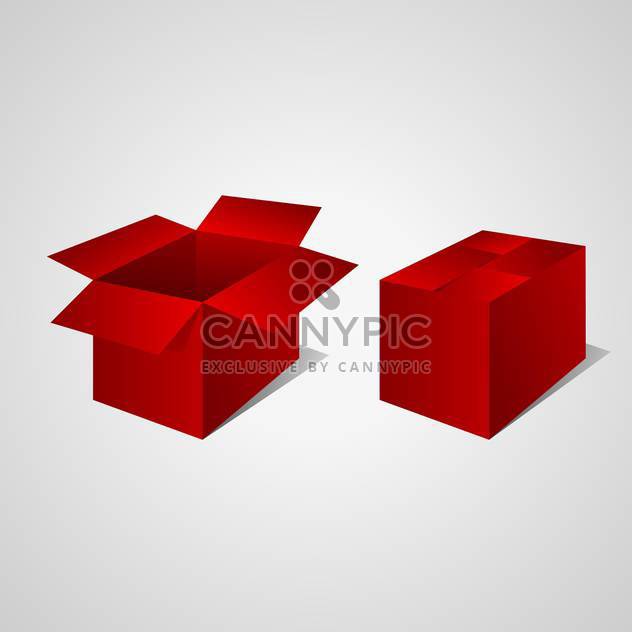 Vector illustration of open and closed red boxes on gray background - vector gratuit #129649 