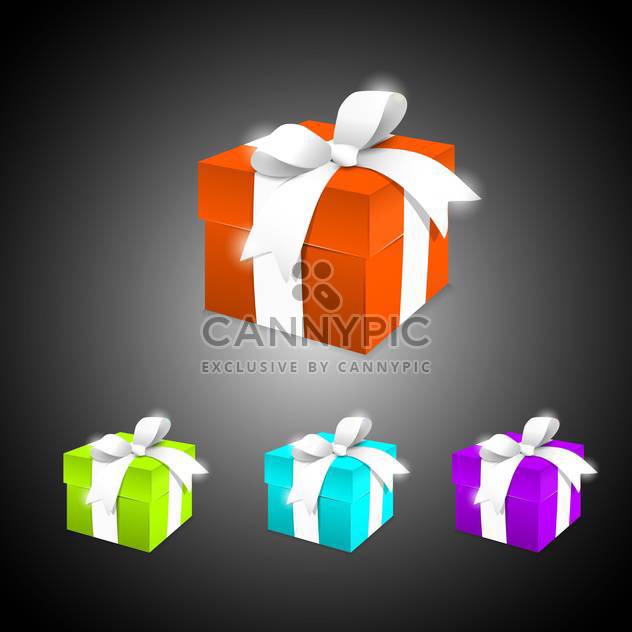 Vector set of colorful gift boxes on black background - vector gratuit #129659 
