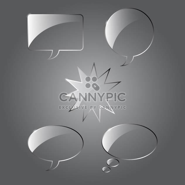 Vector set of realistic glass speech bubbles on gray background - vector gratuit #129689 