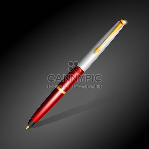 metallic ballpoint pen on dark background - vector gratuit #129949 