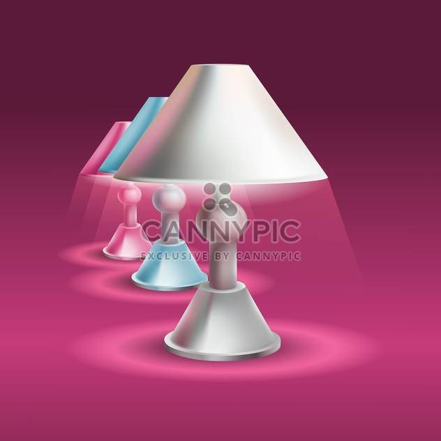Set of table lamps on purple background - vector #129989 gratis