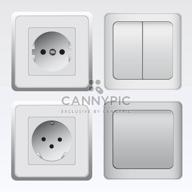 Set with white switches and sockets - vector #130389 gratis