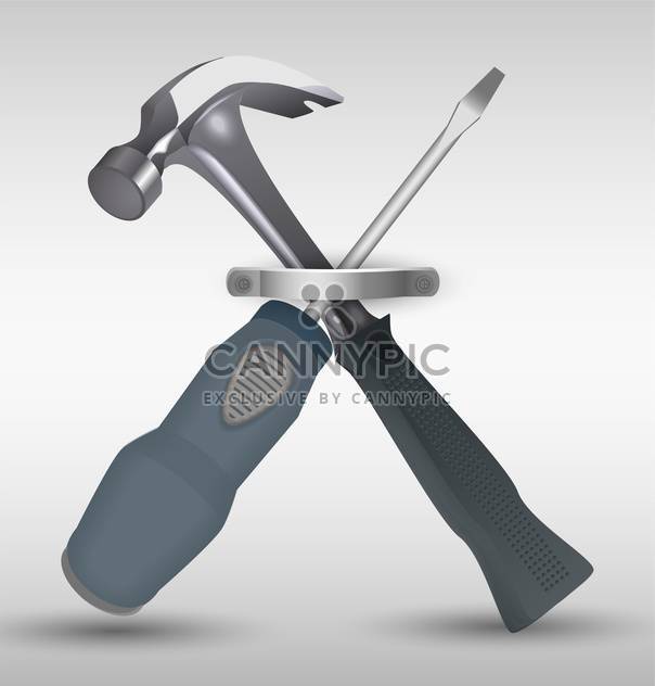 hammer and screwdriver vector illustration - vector gratuit #130499 