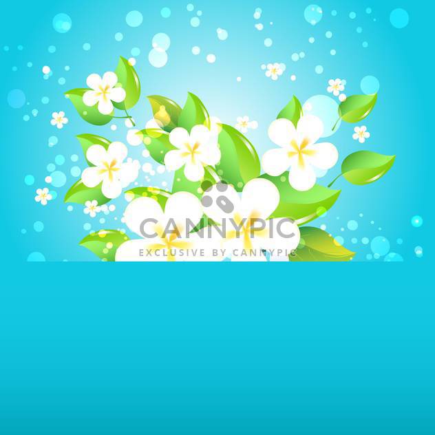 Greeting card with flowers on blue background and text place - vector gratuit #130569 