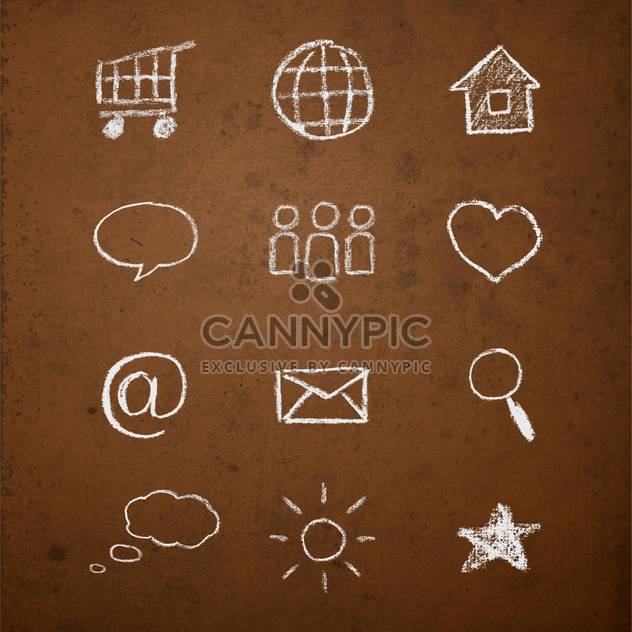 Vector set of web icons on chalk board - vector gratuit #130909 