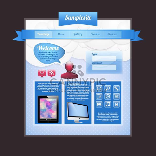 Website web design elements blue template - vector gratuit #130989 
