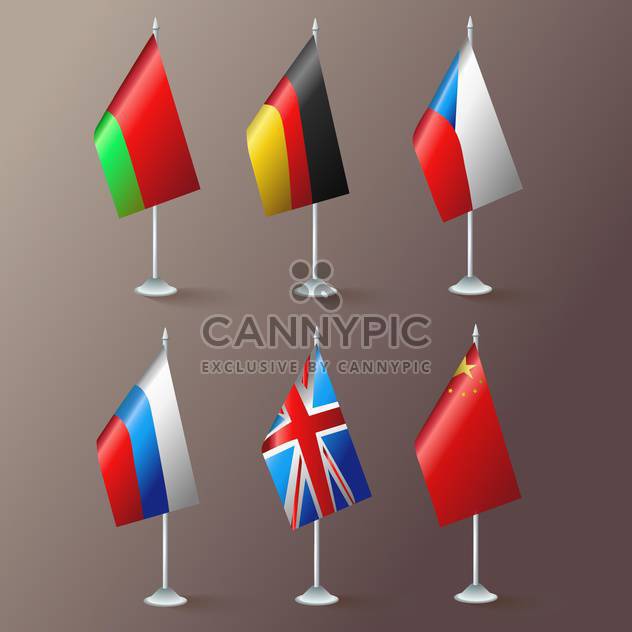 World flags vector set on brown background - vector gratuit #131129 
