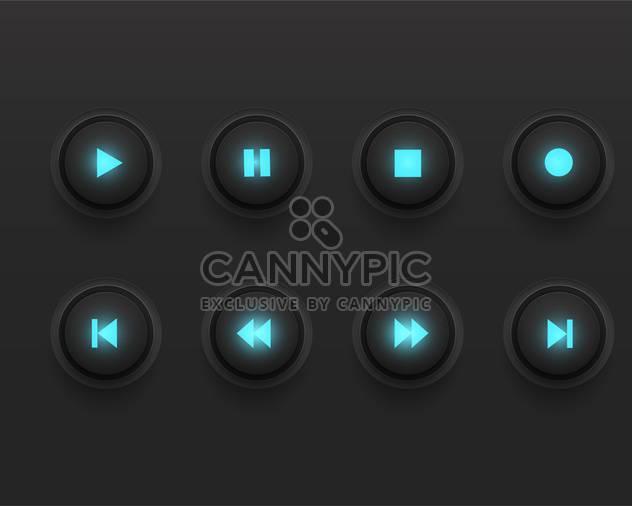 Glowing media player vector icons - Free vector #131659