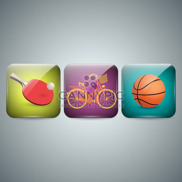 set of three sport icons on grey background - vector gratuit #131949 