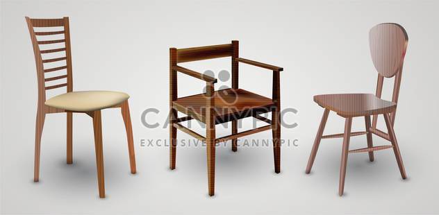 Wood Chairs set on white background - Free vector #132029