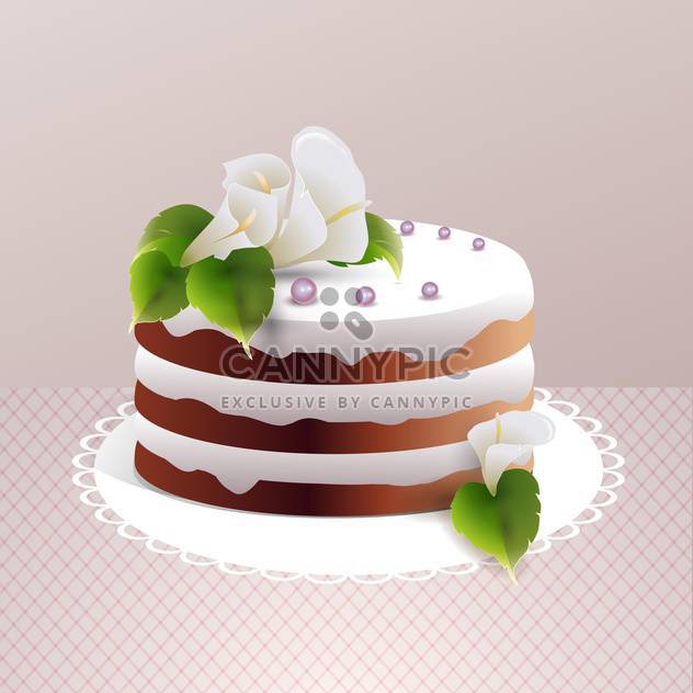 Sweet cake vector illustration on light brown background - Free vector #132099