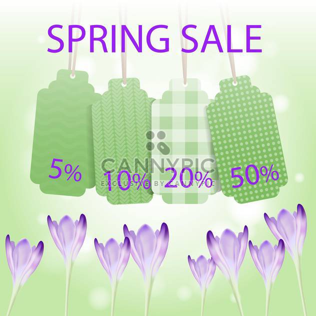 Spring sale labels on green floral background - vector #132139 gratis