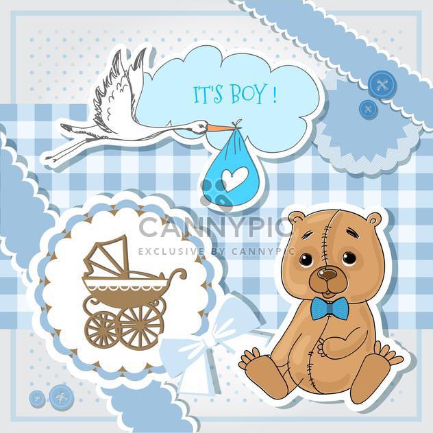 Baby shower blue invitation card - vector gratuit #132149 