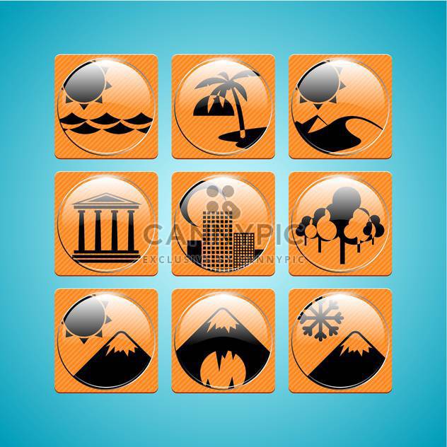 Orange travel icons on blue background ,vector illustration - vector gratuit #132209 