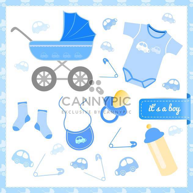 Baby boy announcement card, vector illustration - vector #132239 gratis