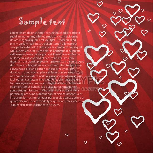 red vector retro background with hearts - vector #132409 gratis