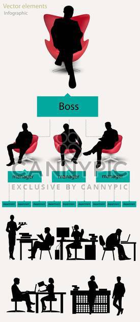 Business infographic elements with working business people silhouettes - Kostenloses vector #132419