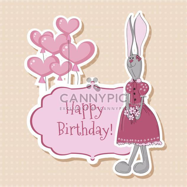 happy birthday card with bunny - бесплатный vector #132549
