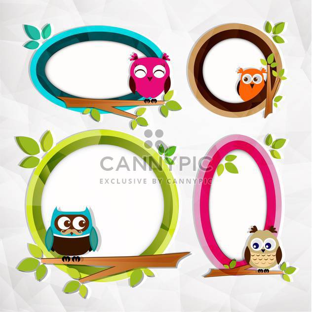 set of frames with owls background - Free vector #132599