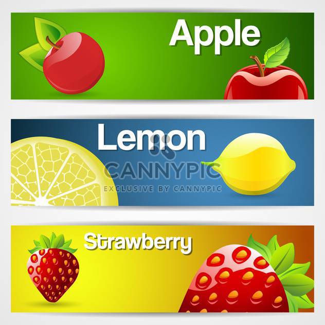 lemons, strawberries, cherries fruit lemons banners - бесплатный vector #132739