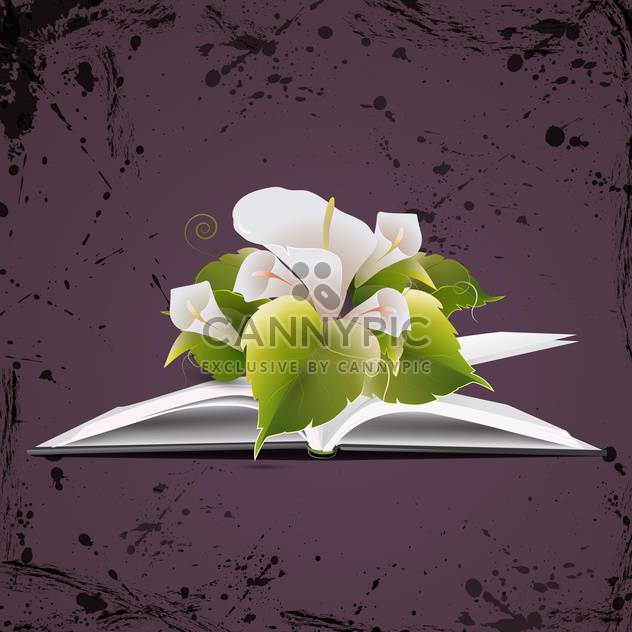 vector open book with flowers - vector gratuit #133839 