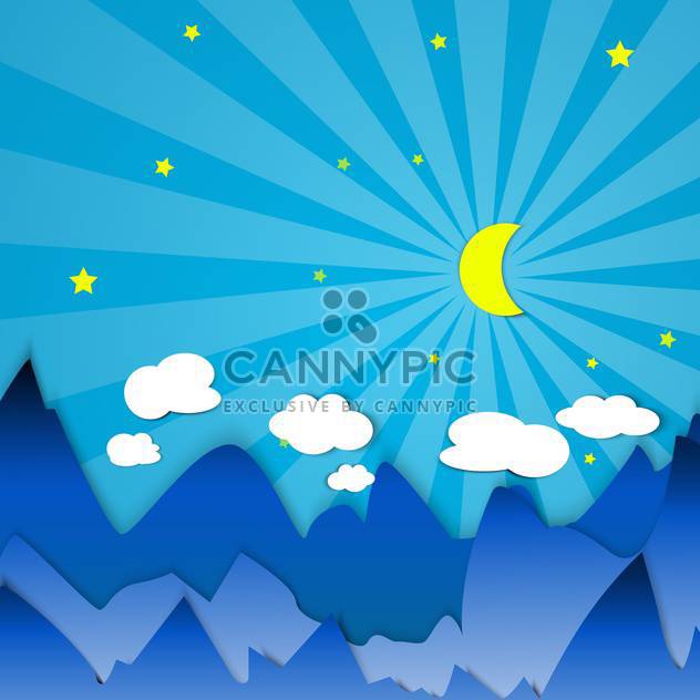 twilight in mountains with moon illustration - Kostenloses vector #134219