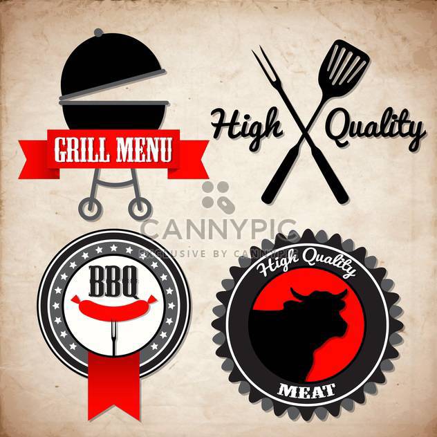 grunge grill menu signs - vector gratuit #134389 