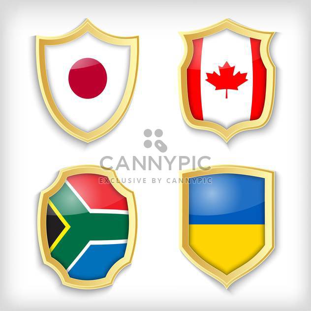 set of shields with different countries stylized flags - vector #134519 gratis
