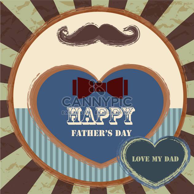 happy fathers day vintage card - vector gratuit #134659 