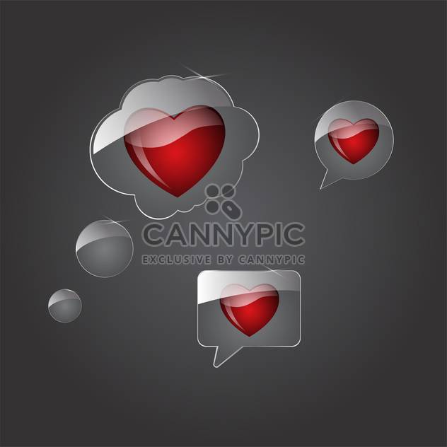 vector speech bubbles with hearts - Free vector #134839