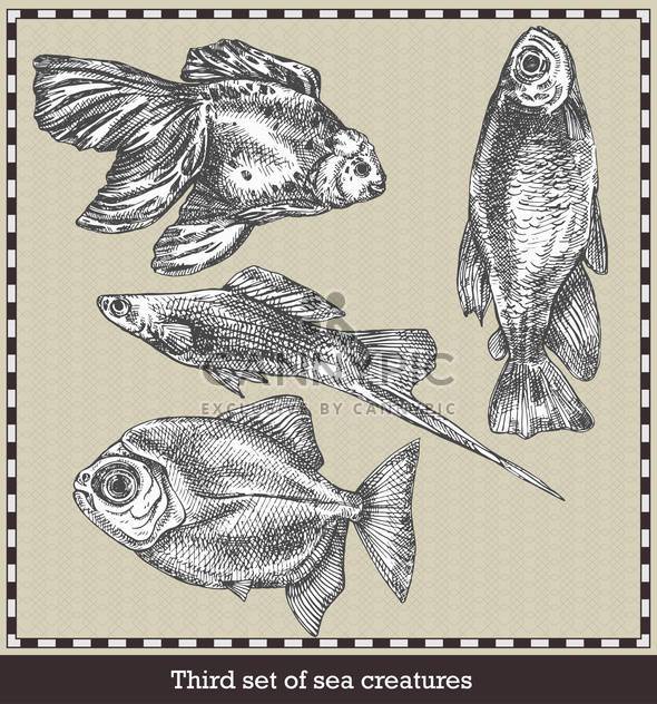 set of sea fish in retro style illustration - Kostenloses vector #135059