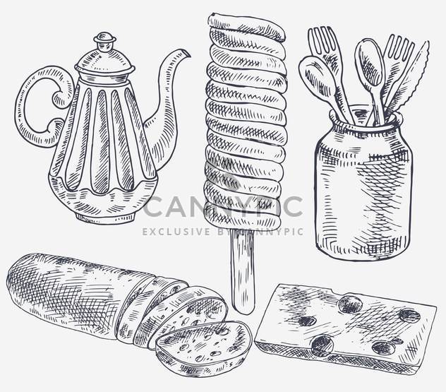 set of sketch elements for tea break - бесплатный vector #135169