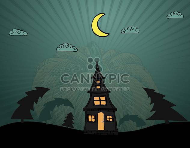 lonely house in dark wood for halloween holiday - Kostenloses vector #135259