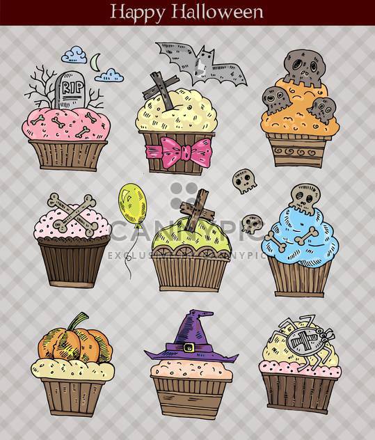 cute halloween muffins set vector illustration - vector gratuit #135289 